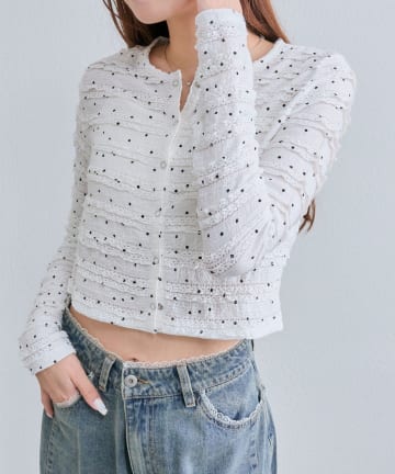 NICE CLAUP / OLIVE des OLIVE OUTLET(ナイスクラップ  / オリーブ デ オリーブ アウトレット) 【olivedesolive】レーススナップカーデ