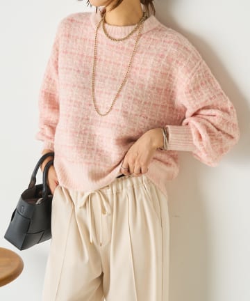 Jena　espace merveilleux(ジェナ　エスパスメルヴェイユ) 格子ジャガードクルーニット