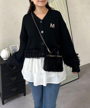 prose verse(プロズヴェール) チュールフリルニットカーディガン