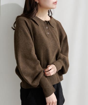 Kastane(カスタネ) 【4色展開】カーブスリーブポロニット