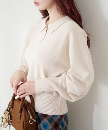 Kastane(カスタネ) 【春まで使える！全骨格◎】カーブスリーブポロニット