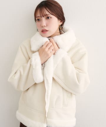natural couture(ナチュラルクチュール) フェイクファームートンブルゾン