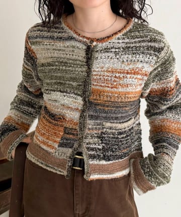 FREDY & GLOSTER(フレディ アンド グロスター) ツイードボーダーカーディガン