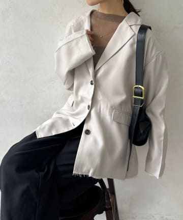 LOCUST(ローカスト) 【体型カバー/上品見え】ヘザーエステルツイルダッドテーラードジャケット