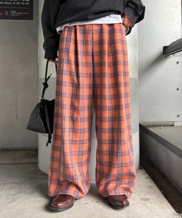 CIAOPANIC TYPY(チャオパニックティピー) ネルチェックタックボリュームワイドパンツ