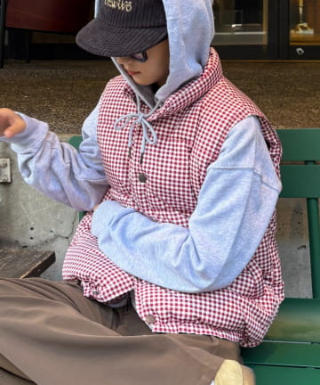CIAOPANIC TYPY(チャオパニックティピー) 【UNISEX】ギンガムチェック中綿ベスト