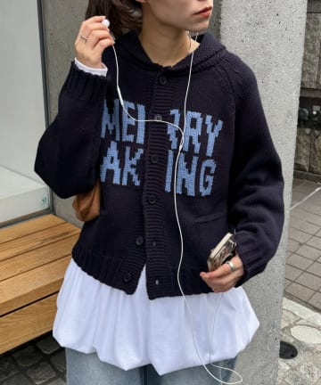 CIAOPANIC TYPY(チャオパニックティピー) 【UNISEX】ロゴショールカラーニットカーディガン