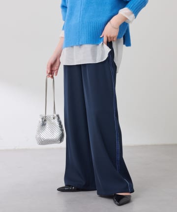 COLLAGE GALLARDAGALANTE(コラージュ ガリャルダガランテ) 【美脚効果◎】サイドベロア裾ドロストパンツ