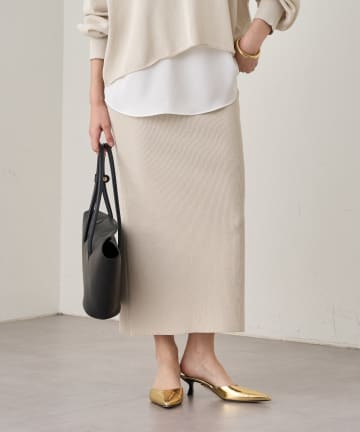 OUTLET(アウトレット) 【Loungedress】和紙リブニットスカート
