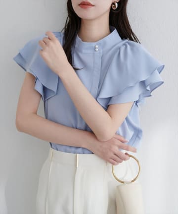 NICE CLAUP / OLIVE des OLIVE OUTLET(ナイスクラップ  / オリーブ デ オリーブ アウトレット) 【natural couture】ラッフルフリルフロントアシメブラウス