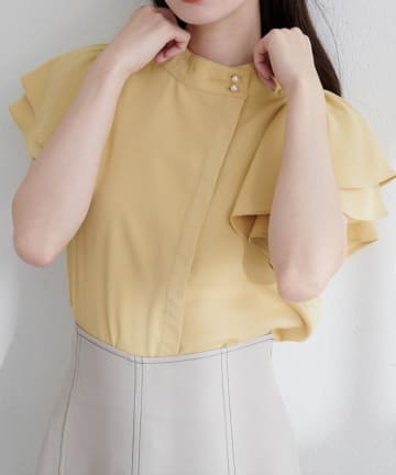 NICE CLAUP / OLIVE des OLIVE OUTLET(ナイスクラップ  / オリーブ デ オリーブ アウトレット) 【natural couture】ラッフルフリルフロントアシメブラウス