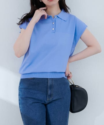 NICE CLAUP / OLIVE des OLIVE OUTLET(ナイスクラップ  / オリーブ デ オリーブ アウトレット) 【natural couture】衿付き配色ライン入りニット