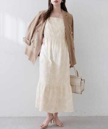 NICE CLAUP / OLIVE des OLIVE OUTLET(ナイスクラップ  / オリーブ デ オリーブ アウトレット) 【natural couture】スパンコール刺しゅうノースリワンピース