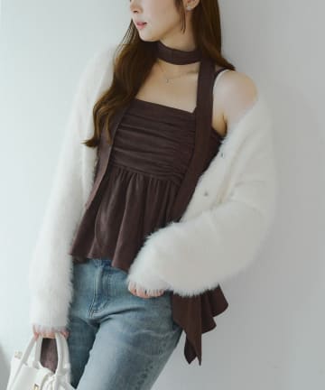 NICE CLAUP / OLIVE des OLIVE OUTLET(ナイスクラップ  / オリーブ デ オリーブ アウトレット) チョーカー付きで着映える☆【RMAF】イレヘムキャミチュニック