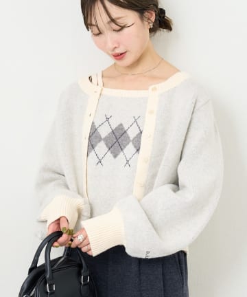 Kastane(カスタネ) B アーガイルキャミSETカーディガン