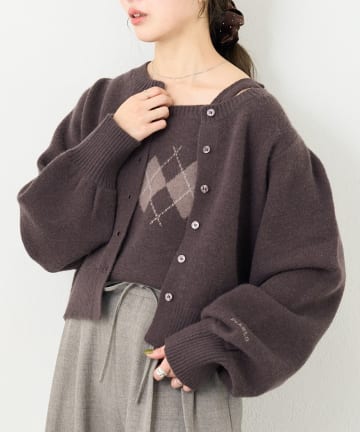 Kastane(カスタネ) B アーガイルキャミSETカーディガン