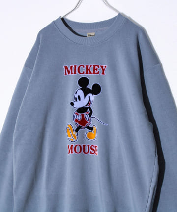 FREDY & GLOSTER(フレディ アンド グロスター) 【ミッキー】UNISEX アップリケ＆フロッキー＆横振り刺繍 裏起毛スウェット