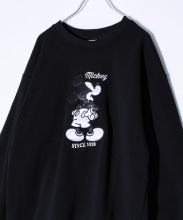 FREDY & GLOSTER(フレディ アンド グロスター) 【ミッキー】UNISEX アップリケ＆フロッキー＆横振り刺繍 裏起毛スウェット