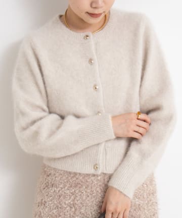 NOLLEY'S(ノーリーズ) ヘアリーメタル釦クルーネックカーディガン