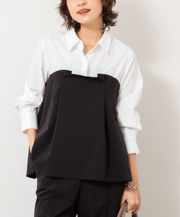 NOLLEY'S(ノーリーズ) 《セットアップ対応》ウォッシャブルビスチェ風切替シャツ