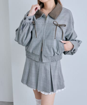 OLIVE des OLIVE(オリーブ デ オリーブ) 配色衿ブルゾン