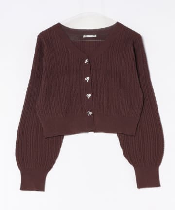 NICE CLAUP / OLIVE des OLIVE OUTLET(ナイスクラップ  / オリーブ デ オリーブ アウトレット) ベビーケーブルリボンカーディガン