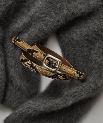 Whim Gazette(ウィム ガゼット) 【Hoaw.】型押しパイソンナローベルト