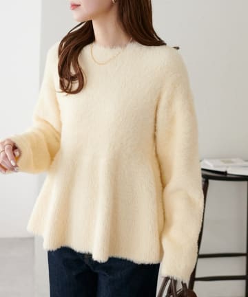 DISCOAT(ディスコート) 【WEB限定】ペプラムシャギーニット