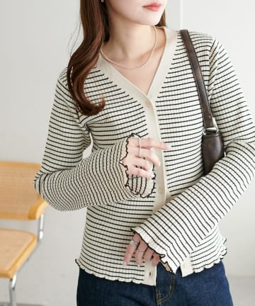 DISCOAT(ディスコート) 【細見えトップス/WEB限定】リブメローニット