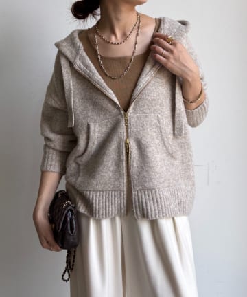 DOUDOU(ドゥドゥ) ホイップヤーンジップフーディー