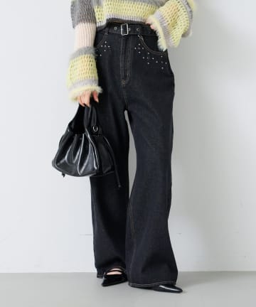 Kastane(カスタネ) 【セットアップ対応/2サイズ展開/低身長サイズ】ビシュー付きデニムパンツ