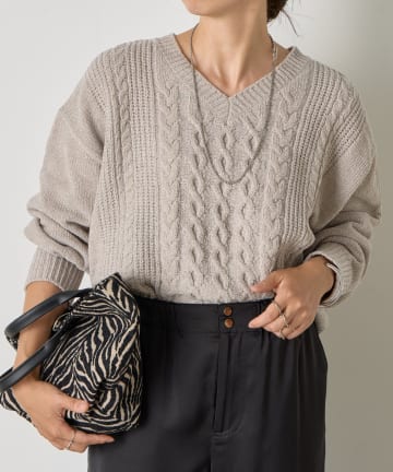 Jena　espace merveilleux(ジェナ　エスパスメルヴェイユ) モールケーブルラメニット