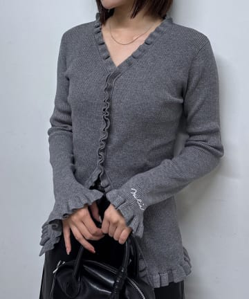 mline(エムライン) [mline]フリルニットカーディガン