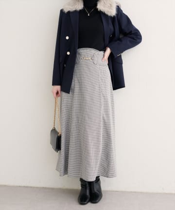 natural couture(ナチュラルクチュール) 【WEB限定】ビット付きスカラップフレアスカート