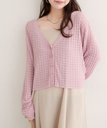 natural couture(ナチュラルクチュール) 【WEB限定】チェック編みカーデ