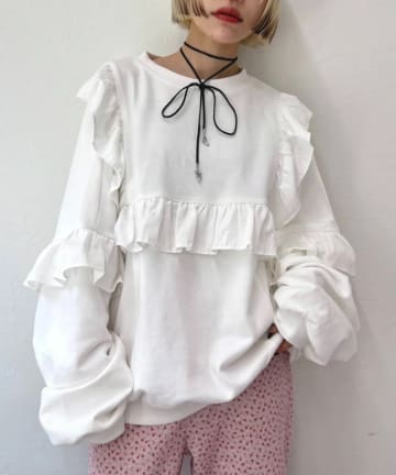 w closet(ダブルクローゼット) フリルBIGスウェット