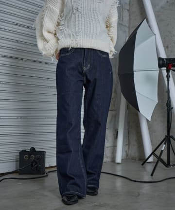 -goocy-(グーシー) デニムワイドフレアパンツ【unisex】