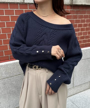 Thevon.(ゼヴォン) ボートネックケーブルニット