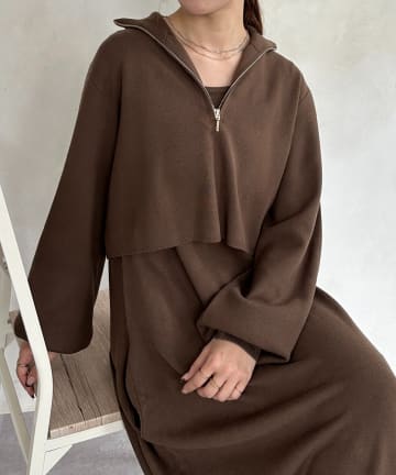 Thevon.(ゼヴォン) ハーフジップニットセットワンピース