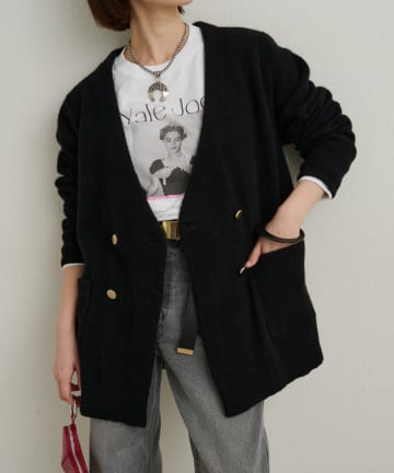 Omekashi(オメカシ) ノーカラーヤクニットカーディガン