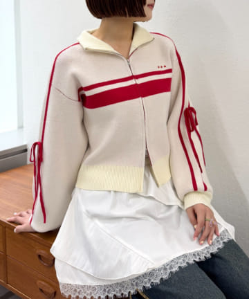 w closet(ダブルクローゼット) ラインニットZIPブルゾン