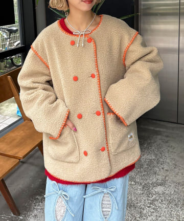 CIAOPANIC(チャオパニック) 【12/18(木)10:00～セットフェア対象アイテム】【HELLO.SANFRANCISCO/ハローサンフランシスコ】ハマグリステッチボアジャケット