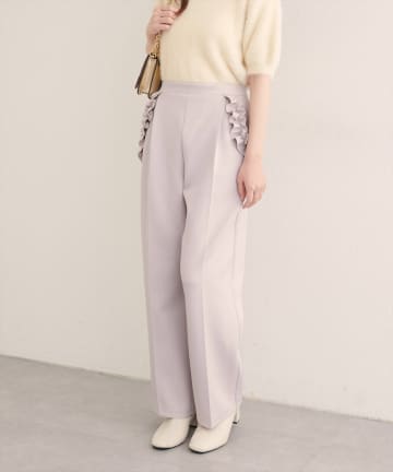 natural couture(ナチュラルクチュール) 【WEB限定】ポケットフリルタックパンツ