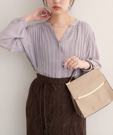 natural couture(ナチュラルクチュール) 【WEB限定】前後２WAYプリーツブラウス