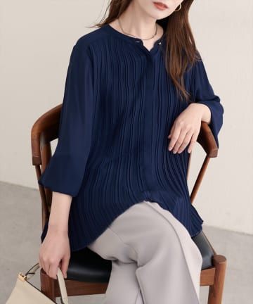 natural couture(ナチュラルクチュール) 【WEB限定】前後２WAYプリーツブラウス