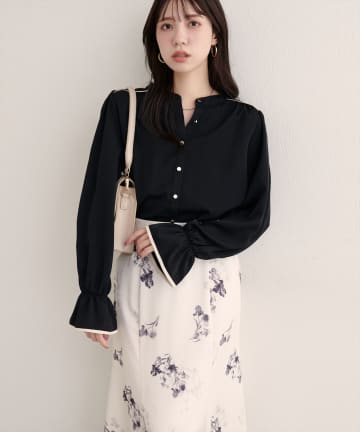 natural couture(ナチュラルクチュール) 【WEB限定】ヨークパイピングブラウス