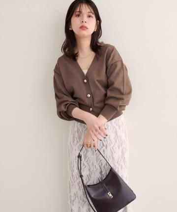 natural couture(ナチュラルクチュール) 【WEB限定】コロンボタンVネックカーデ