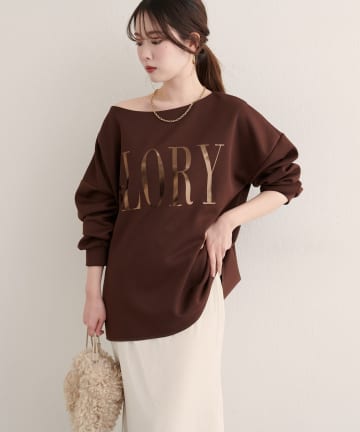 natural couture(ナチュラルクチュール) 【WEB限定】〈ako〉スポリ裏毛ロゴ入りプルオーバー