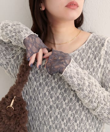 natural couture(ナチュラルクチュール) 【WEB限定】リバーシブルレーストップス