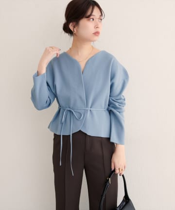 natural couture(ナチュラルクチュール) 【WEB限定】〈osono〉ウエストベルト付ニットジャケット